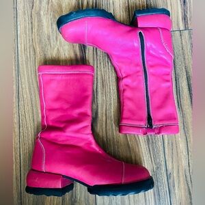 John Fluevog Hot Pink Leather Mid Calf Boot Women’s 6